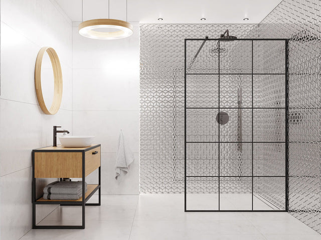 Glass mosaic on mesh for bathroom or kitchen 30.5 cm x 26.5 cm - Silver geometric cubes