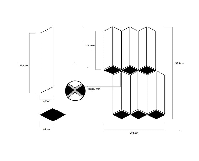Mosaic in stoneware on mesh for bathroom or kitchen 33.5 cm x 29.6 cm - Alcantara