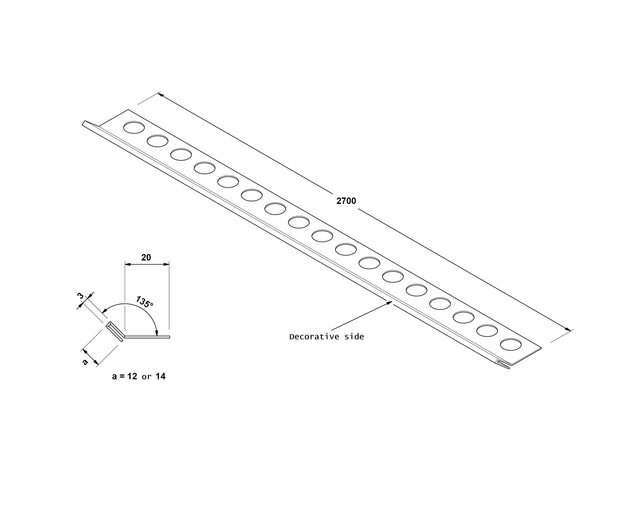 Decorative Rs rectified angled profile in stainless steel - Gunmetal