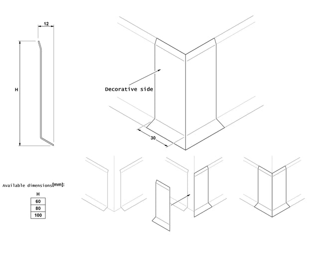 Zócalo F y accesorios en acero 270 cm - Negro mate pintura en polvo RAL 9005