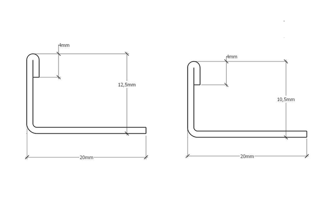 J-shaped decorative profile in stainless steel - glossy black