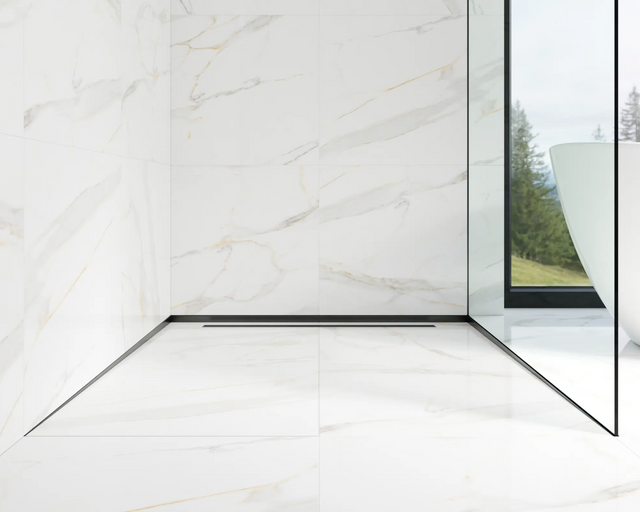 Glossy black stainless steel LSL left wall shower profile