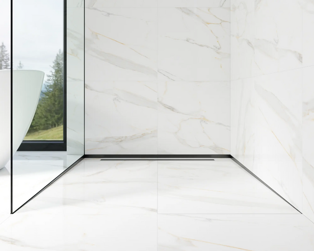 Glossy black stainless steel LSP right wall shower profile