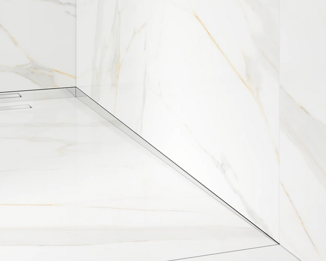 Perfil de ducha LSP pared derecha en acero inoxidable plateado brillante