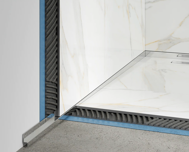 Profilo doccia LSL muro sinistro in acciaio inossidabile argento lucido