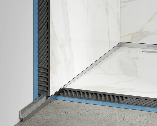 Profilo doccia LSL muro sinistro in acciaio inossidabile argento satinato