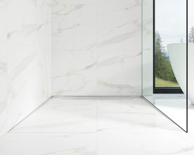 Left wall LSL shower profile in satin silver stainless steel