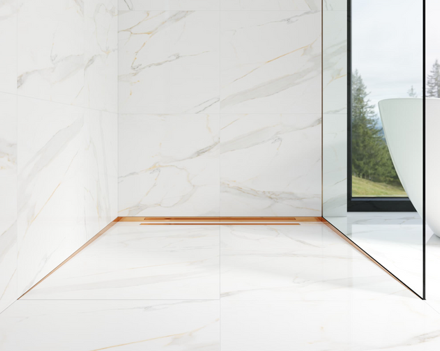 Shower profile LSL left wall in polished copper stainless steel