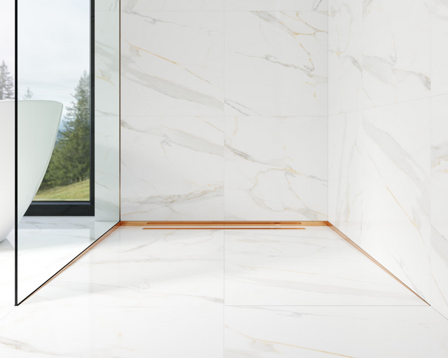 Shower profile LSP right wall in polished copper stainless steel