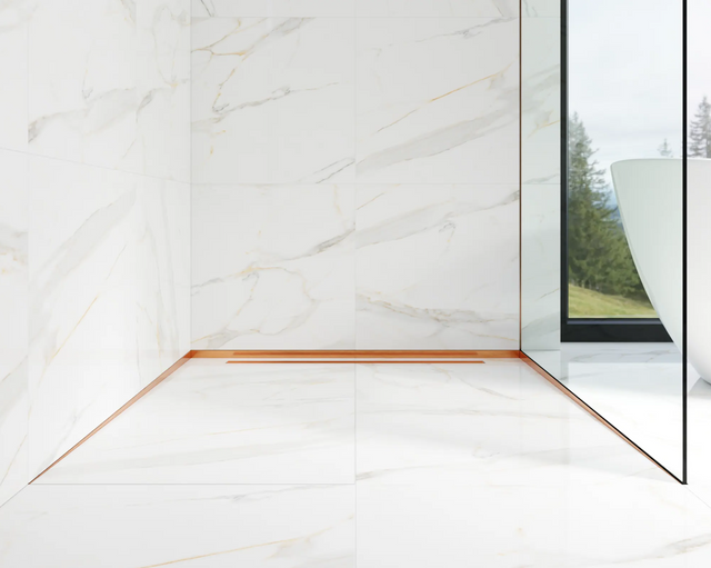 Shower profile SLS left wall in satin copper stainless steel