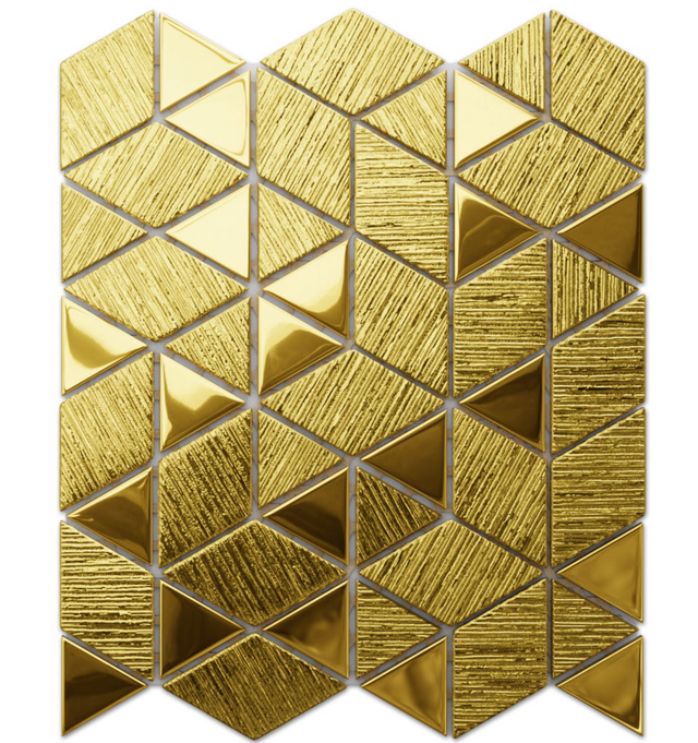 Mosaico in vetro su rete per bagno o cucina 26.3 cm x 30.3 cm - Scratched Gold Mirror