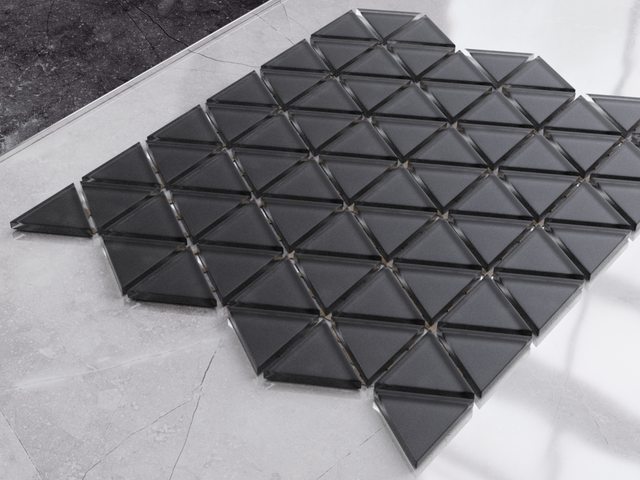 Mosaico de vidrio en malla para baño o cocina 26.3 cm x 30.3 cm - Back to Black