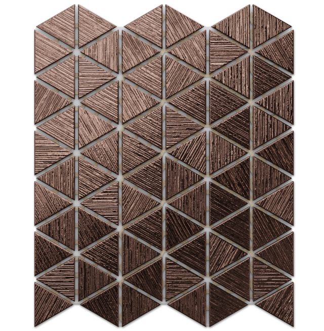 Mosaico de vidrio en malla para baño o cocina 26.3 cm x 30.3 cm - Cobre rayado