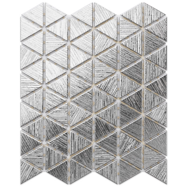 Mosaico de vidrio en malla para baño o cocina 26.3 cm x 30.3 cm - Silver Chrome