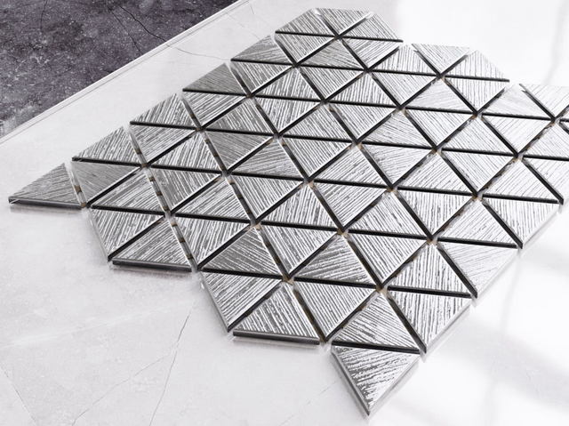 Mosaico de vidrio en malla para baño o cocina 26.3 cm x 30.3 cm - Silver Chrome