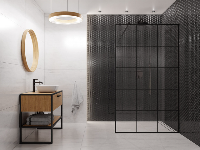 Mosaïque en verre sur filet pour salle de bain ou cuisine 26,3 cm x 30,3 cm - Black Opium