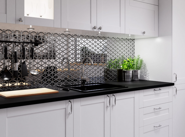 Mosaico de vidrio en malla para baño o cocina 26.3 cm x 30.3 cm - Mirror Reflection