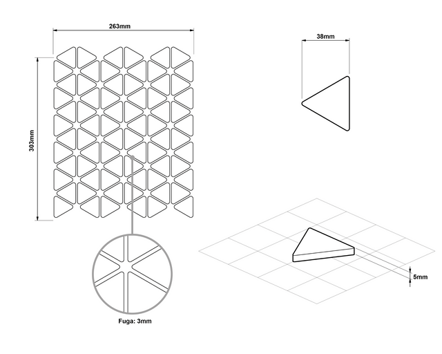 Mosaico in vetro su rete per bagno o cucina 26.3 cm x 30.3 cm - Mirror Reflection