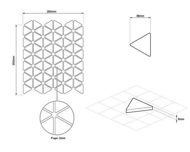 Glass mosaic on mesh for bathroom or kitchen 26.3 cm x 30.3 cm - White River
