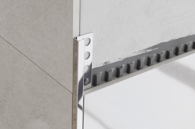 Profil décoratif d'angle en acier inoxydable argent brillant