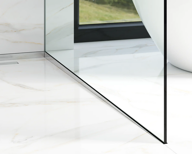 Profil verre douche et sol droit argent satiné