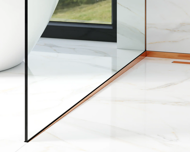 Profil de verre LPSL douche et sol gauche cuivre satiné