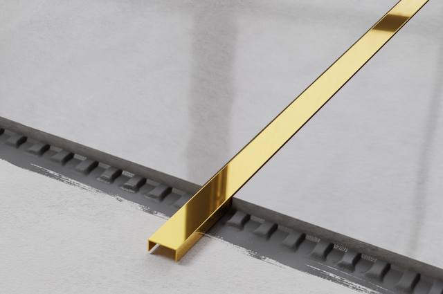 Profil U aus poliertem Edelstahl mit Goldbeschichtung