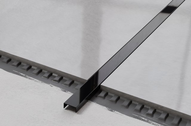 Perfil U de conexión en acero inoxidable rectificado negro brillante