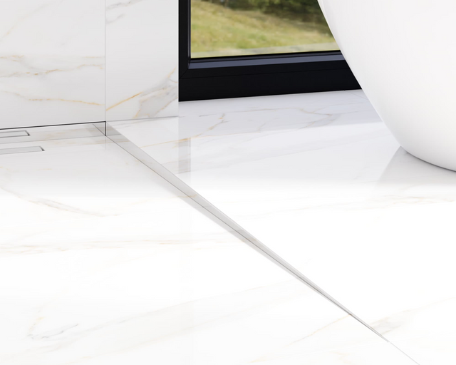 Profilo doccia LKP pavimento destro in acciaio inossidabile argento lucido