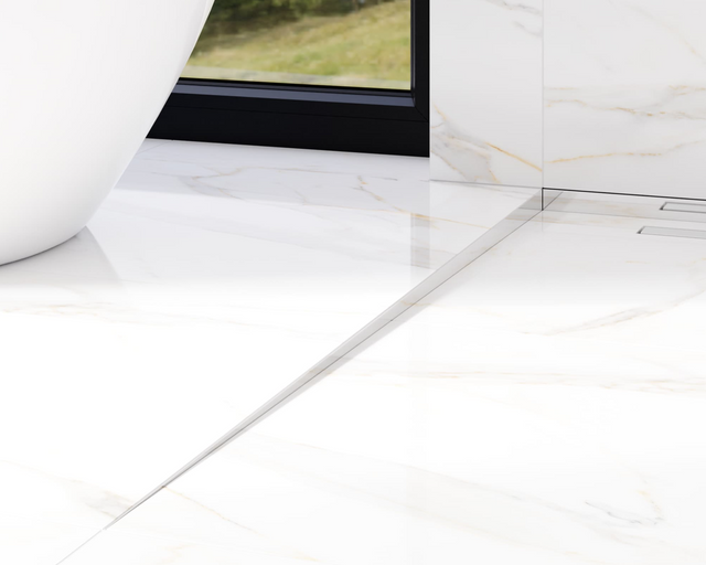 Profilo doccia LKL pavimento sinistro in acciaio inossidabile argento lucido