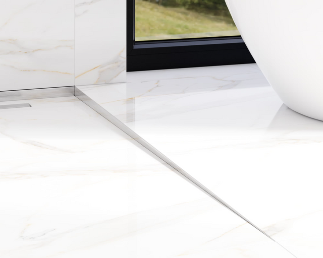 Profilo doccia LKP pavimento destro in acciaio inossidabile argento satinato