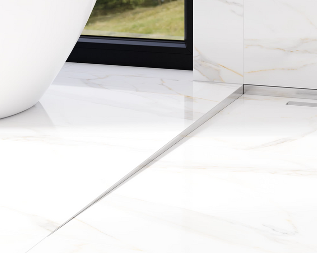 Profilo doccia LKL pavimento sinistro in acciaio inossidabile argento satinato