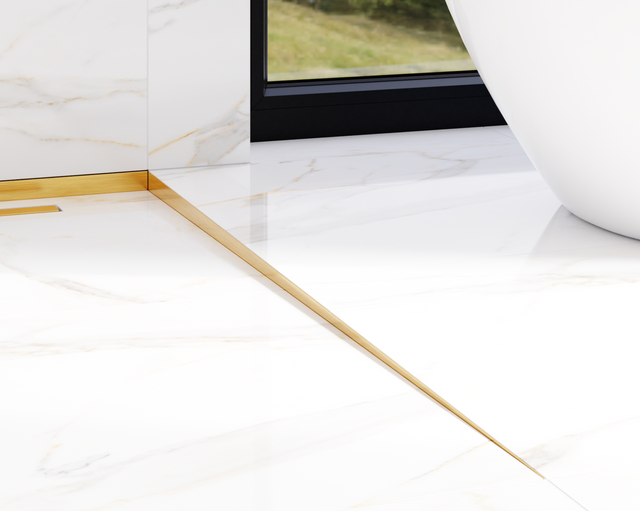 Profilo doccia LKP pavimento destro in acciaio inossidabile oro satinato