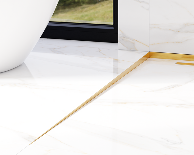 Profilo doccia LKL pavimento sinistro in acciaio inossidabile oro satinato