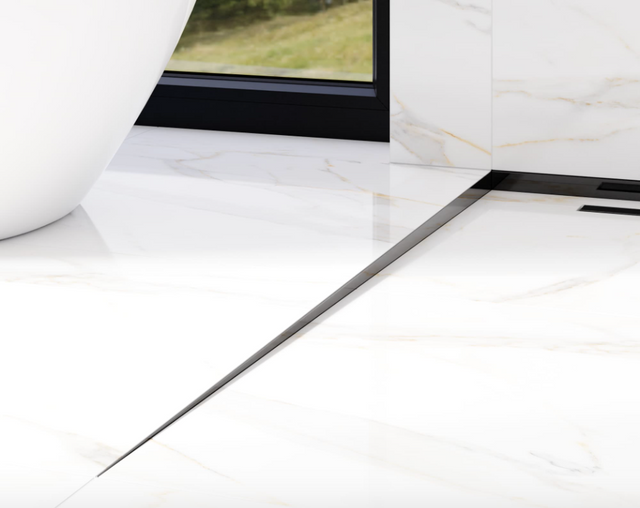 Profil de douche LKL sol gauche en acier inoxydable noir brillant