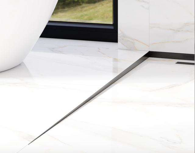 Profilo doccia LKL pavimento sinistro in acciaio inossidabile nero opaco RAL 9005