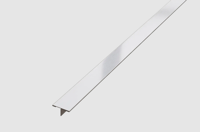 Profilo decorativo T coprigiunto di raccordo in acciaio inossidabile argento satinato