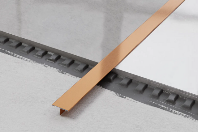 Profil décoratif en T avec couvercle de jonction en acier inoxydable cuivre satiné