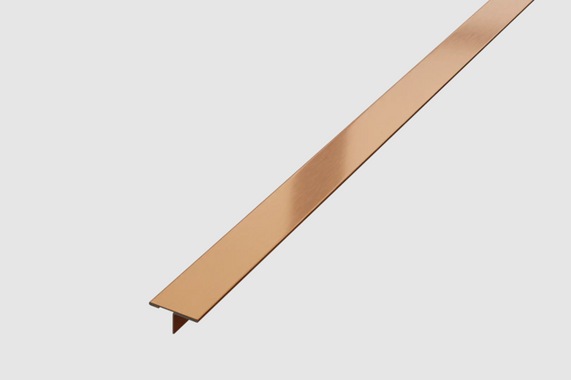 Profil décoratif en T avec couvercle de jonction en acier inoxydable cuivre satiné