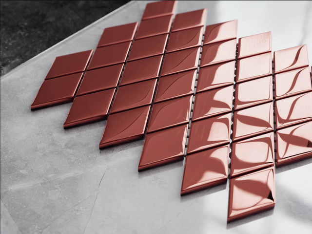 Mosaico in vetro su rete per bagno o cucina 26.5 cm x 30.5 cm - Copper magic romb