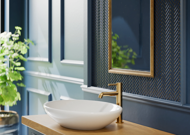 Mosaïque en céramique sur filet pour salle de bain ou cuisine  27,0 cm x 28,0 cm - Forêt Bleue