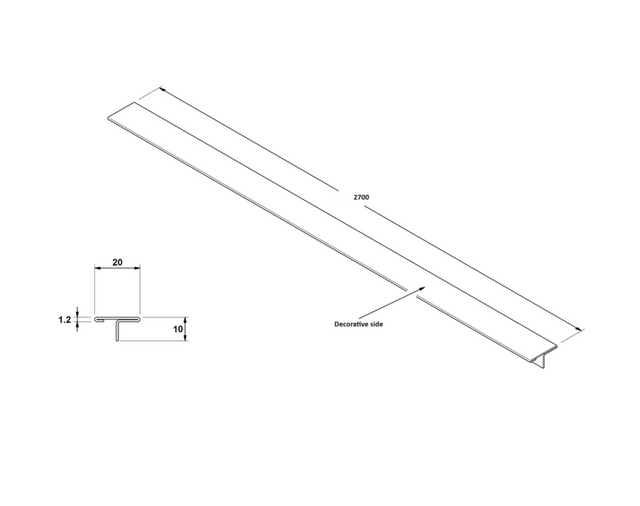 Dekoratives T-Abdeckprofil für Fugenanschlüsse aus Edelstahl - Gunmetal