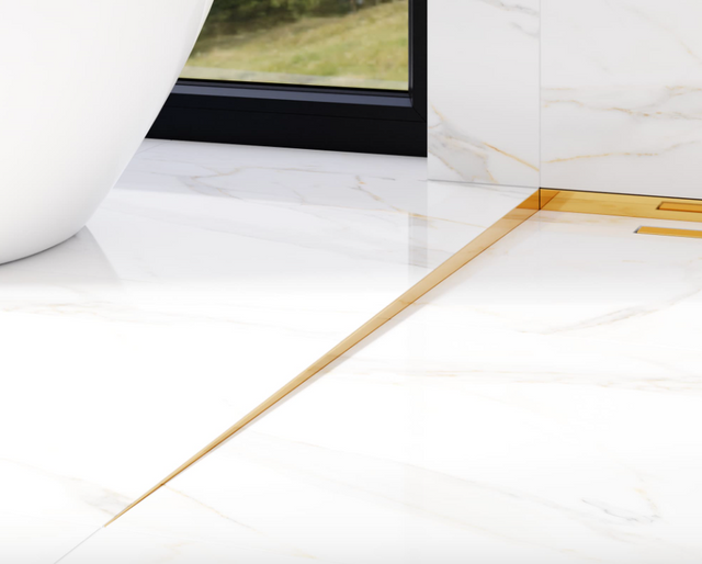 Profil de douche LKL sol gauche en acier inoxydable or brillant