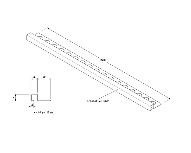 Profilo decorativo Qs angolare rettificato in acciaio inossidabile - Gunmetal