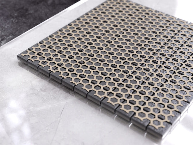 Mosaico de vidrio en malla para baño o cocina 30 cm x 30 cm - Blanco plata