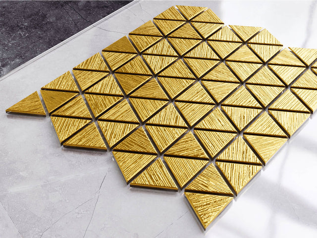 Glass mosaic on mesh for bathroom or kitchen 26.3 cm x 30.3 cm - Golden totem