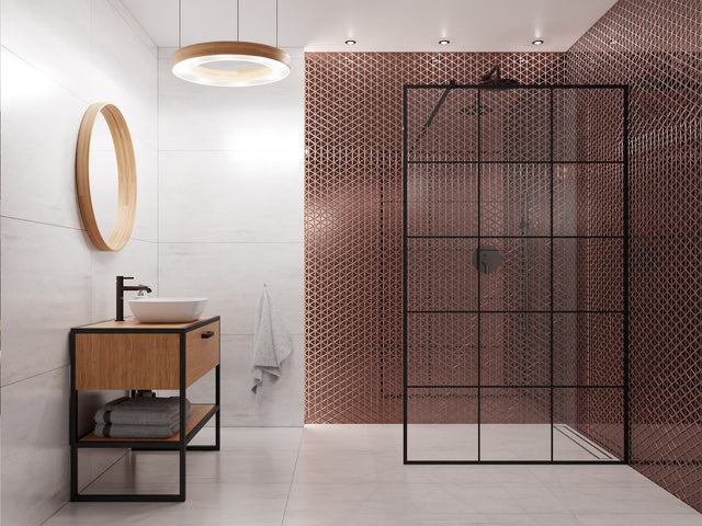 Glass mosaic on mesh for bathroom or kitchen 26.3 cm x 30.3 cm - Egyptian copper