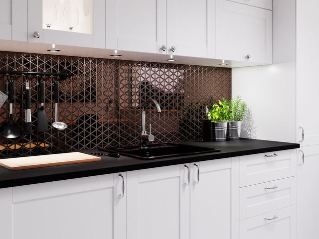 Mosaico de vidrio en malla para baño o cocina 26.3 cm x 30.3 cm - Cobre egipcio