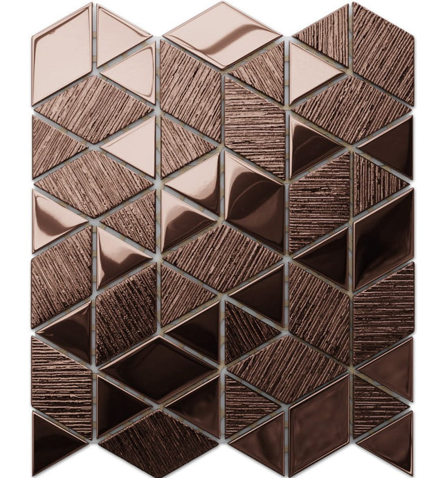 Mosaico in vetro su rete per bagno o cucina 26,3 cm x 30,3 cm - Copper wood