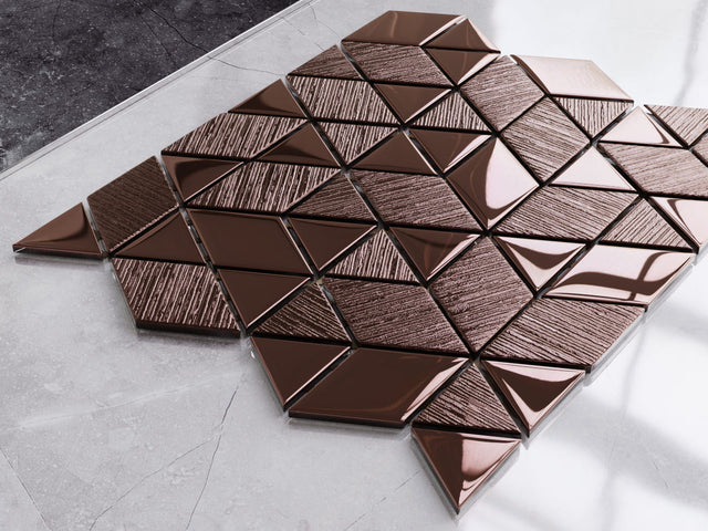 Mosaico in vetro su rete per bagno o cucina 26.3 cm x 30.3 cm - Copper wood